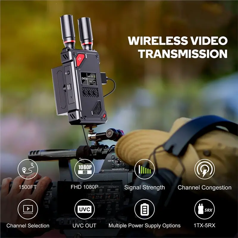 500M Wireless -Compatible Video Transmitter Receiver Extender Camera Live Streaming UVC Audio Video Record Capture