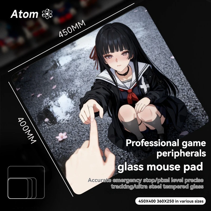 Photovoltaic Glass Mouse Pads Custom Personalised Gaming Mats Laser Engraving Technology Desk Pad for PC FPS Gaming Mouse Pad