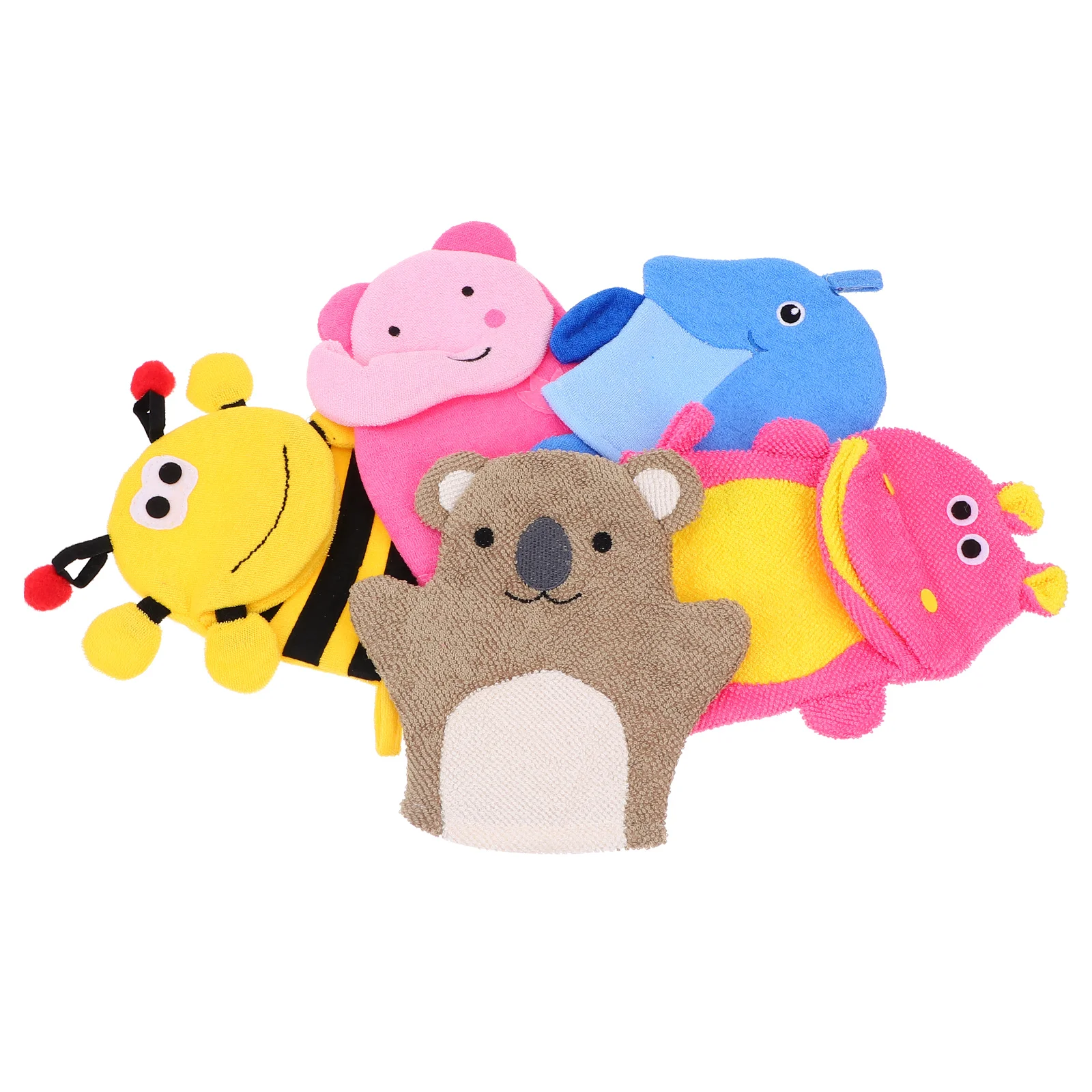 

5 Pcs Animal Bath Towel Kids Gloves Baby Scrubbing Children Toy Scrubber Sponge Polyester Fiber Bathing Accessories