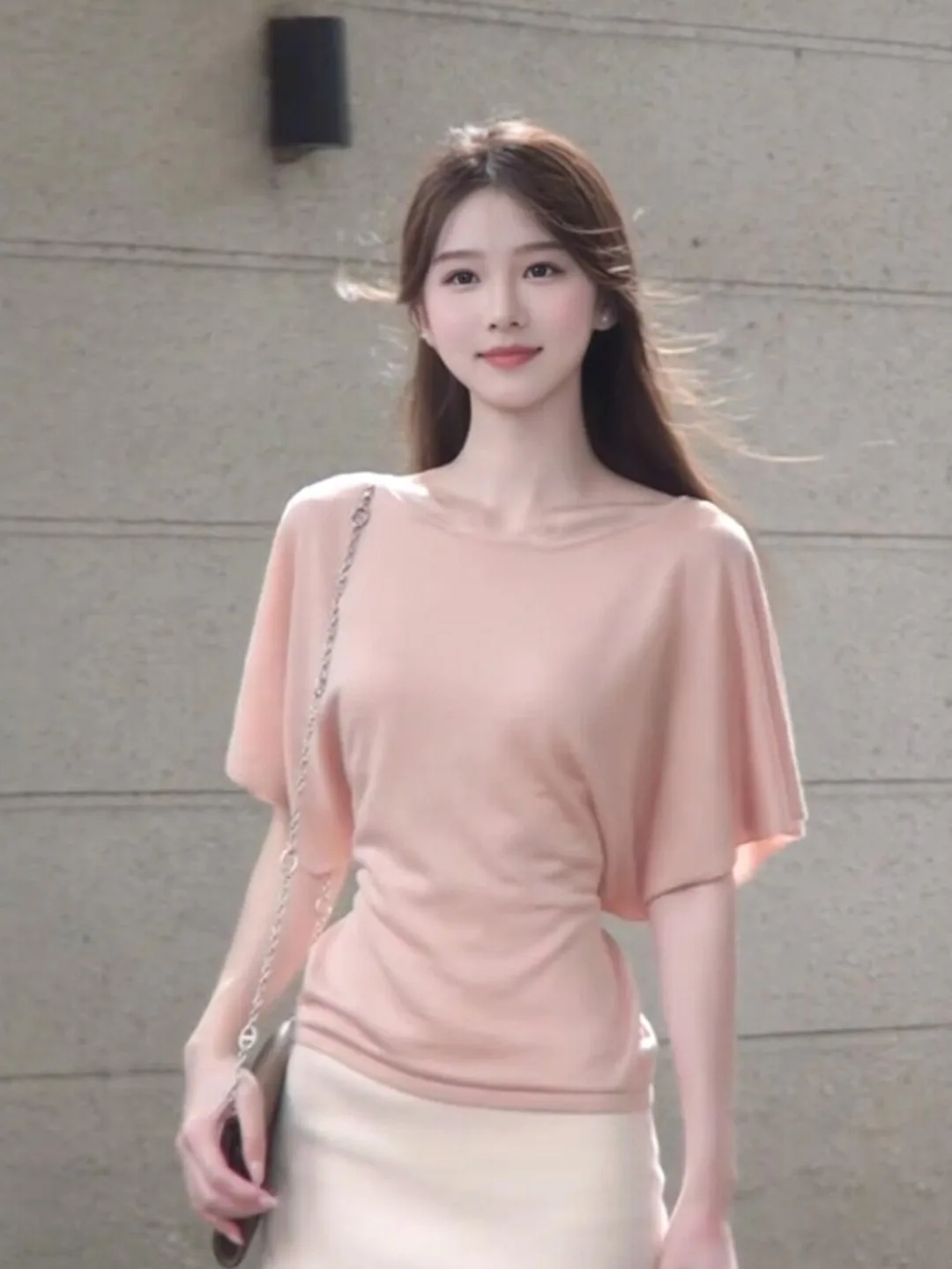 

Pink round Neck Two-Piece Set Unique Design Korean Style Comfortable Fit Summer Fashion Women's Ensemble Short Sleeve T-Shirt...