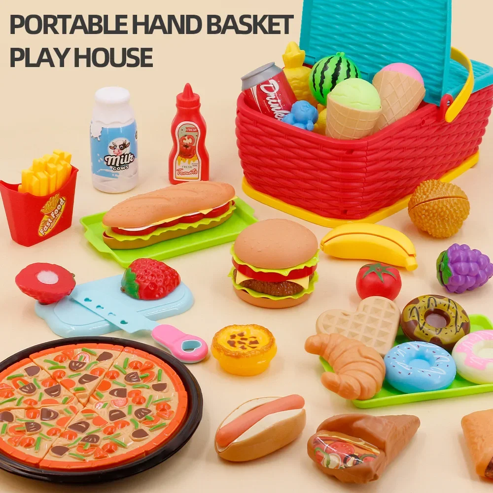 Children's Hamburger Pretend Play Cooking Toys Set, Mini Simulação, Comida, Cozinha, Meninas, Sanduíche, Batata frita, Hamburguer, Assembly Game