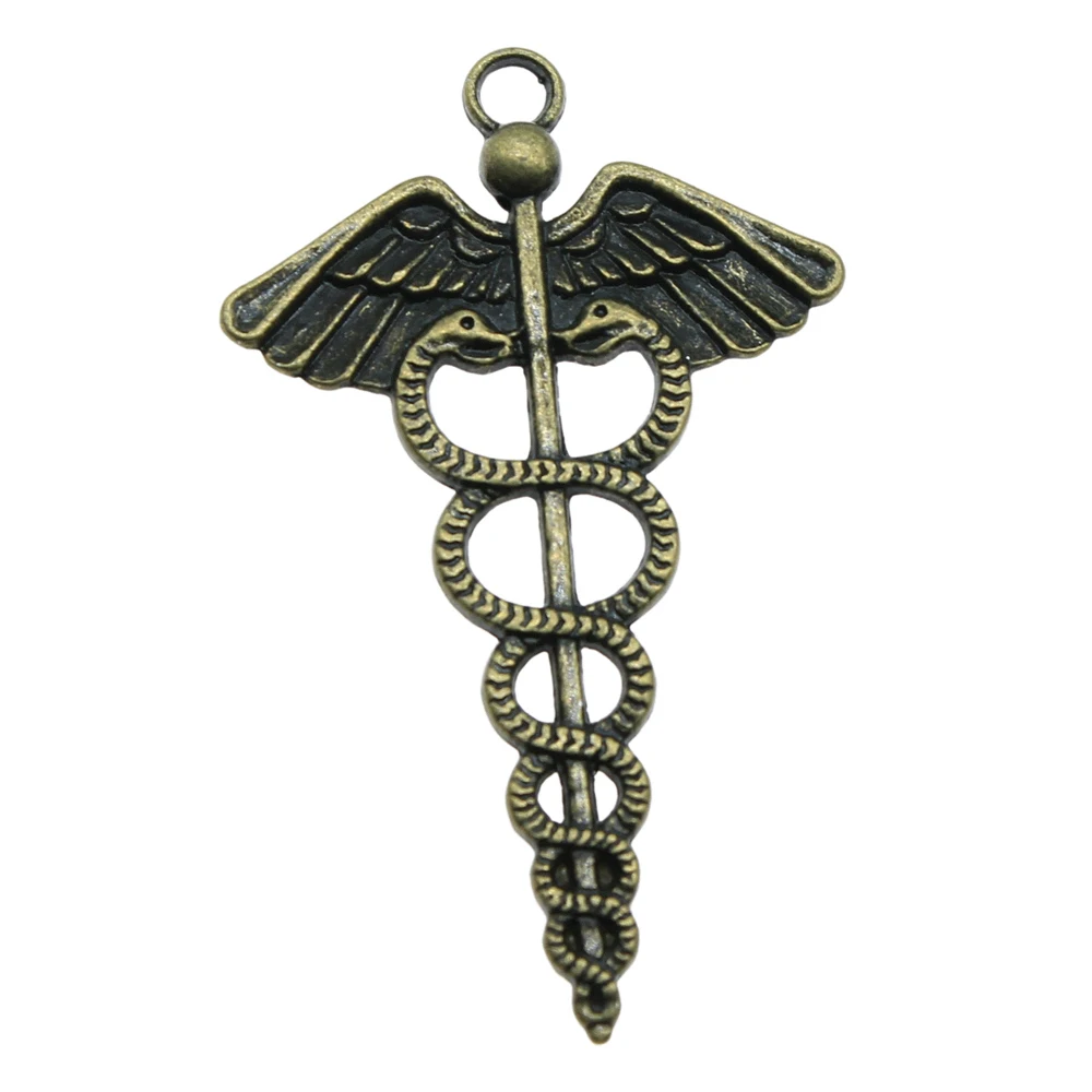 10pcs/lot Caduceus Medical Symbol Charms For Jewelry Making Accessories