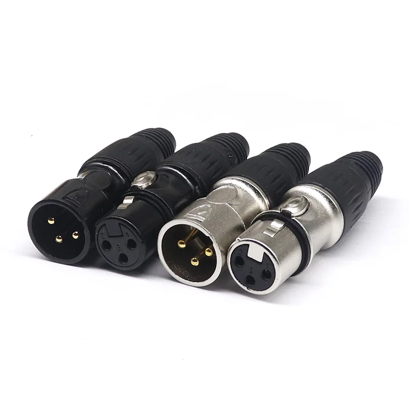 XLR 3/4/5 Pin Male/Female Microphone Audio Cable Plug Connector Cannon MIC Cable Terminal Black Silver Microphone Plug