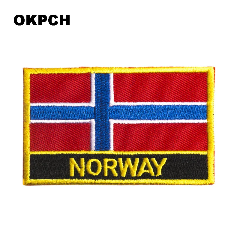 Norway Flag Embroidery Patches Iron on Saw on Transfer patches Sewing Applications for Clothes in Home&Garden