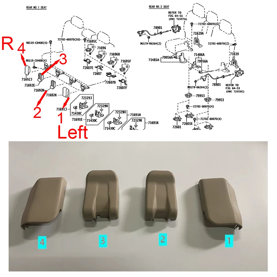 

1 шт., бежевый/черный, второй ряд, подушка сиденья, шарнир, задний кронштейн, накладка, подходит для Toyota Land Cruiser LC200 2007-2020