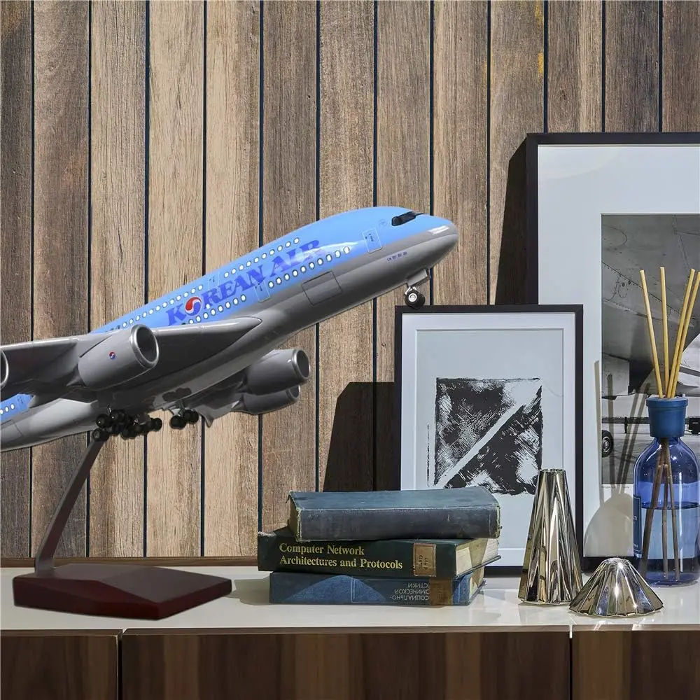 

1:160 Airplane Model Korea Airbus 380 Model Plane with LED Light(Touch or Sound Control) for Decoration or Gift
