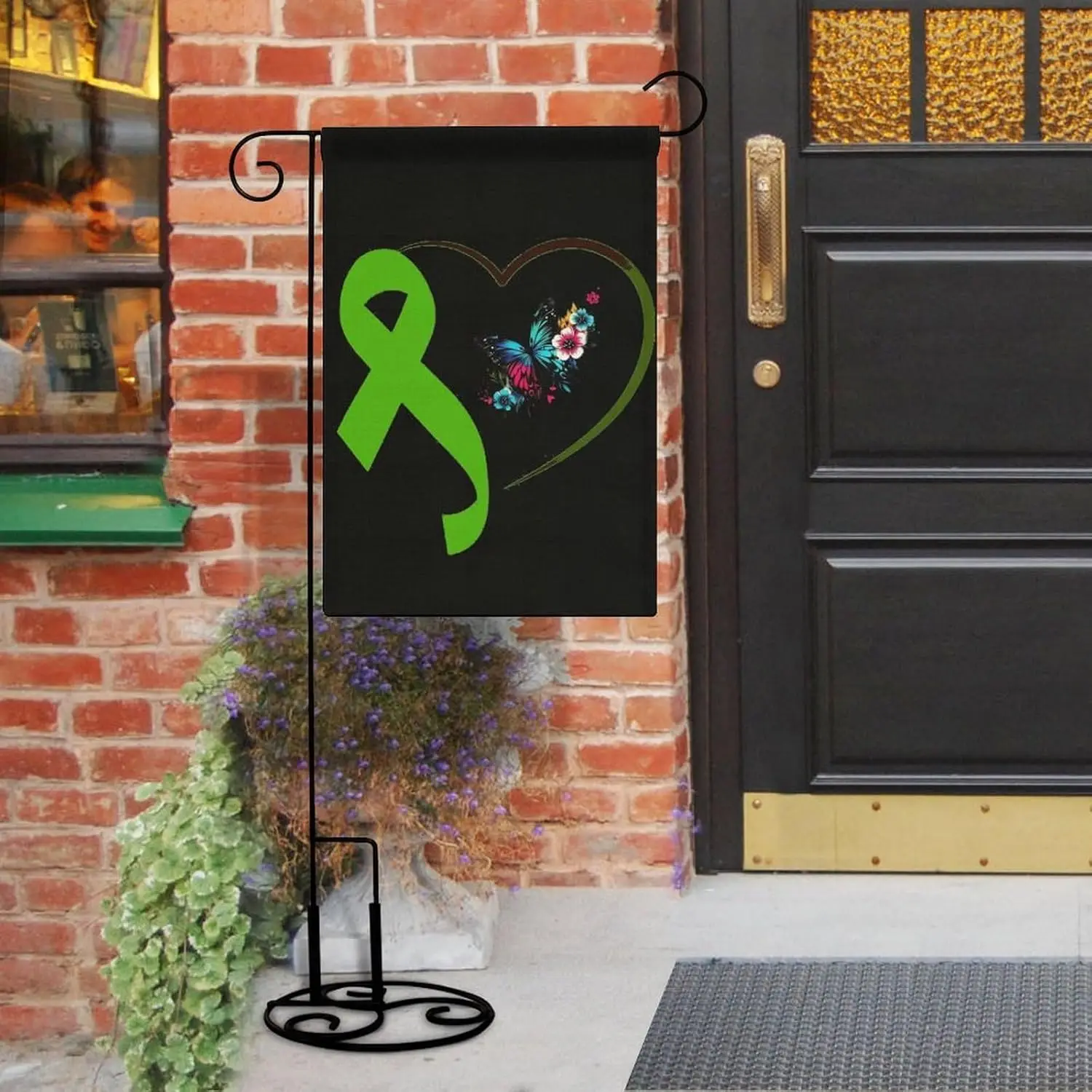 Garden Flag 12X18 Inches Double Sided Heart-Shaped Ribbon National Donate Life Month Printed Patriotic Banner Decor for Outs ZZM
