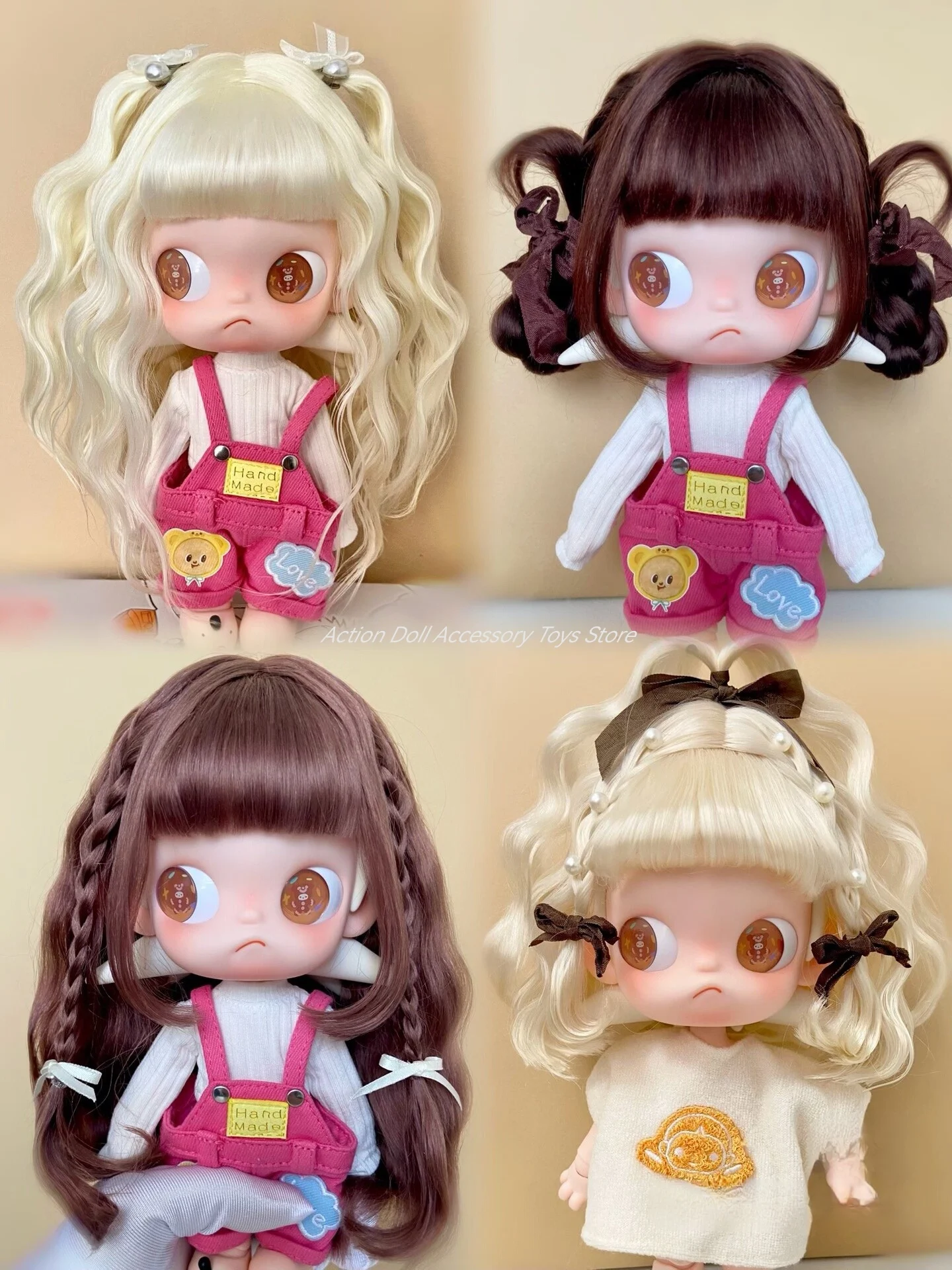 ブライス・ジガ人形に適した、さまざまな色とヘアスタイルのモヘア製