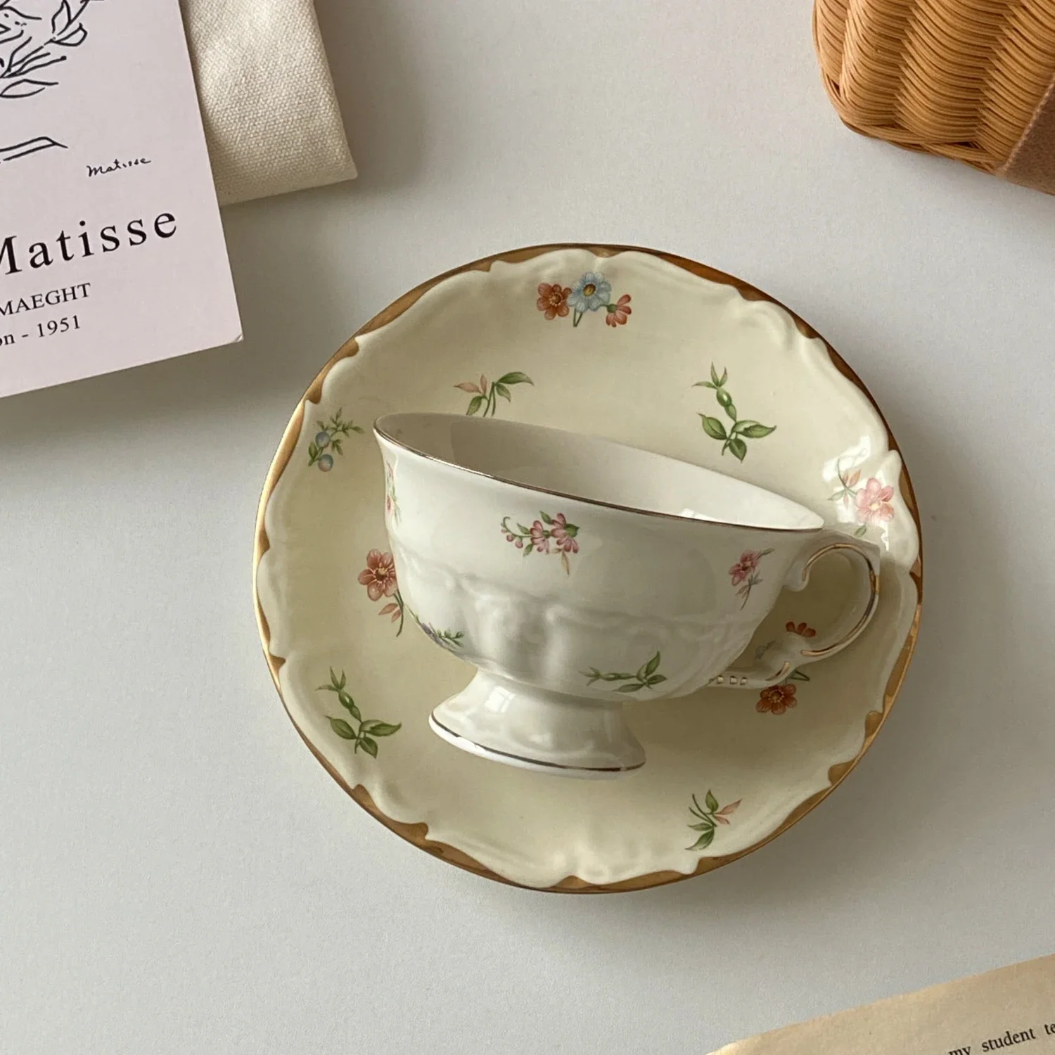 Mugs Drinking Water Container Drinkware French Style Coffee Cup Practical Simple Fashion New Flower Creative Ceramic Print