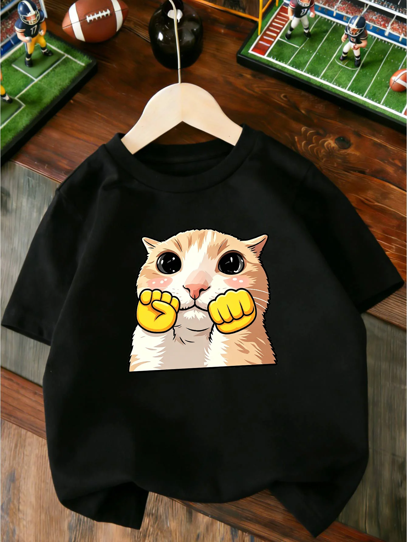 Adorable Blushing Kitty Cute Gesture Animal Graphic T Shirt Boys Girls Casual Short Sleeve Tee Family Matching Kids Cotton Tops