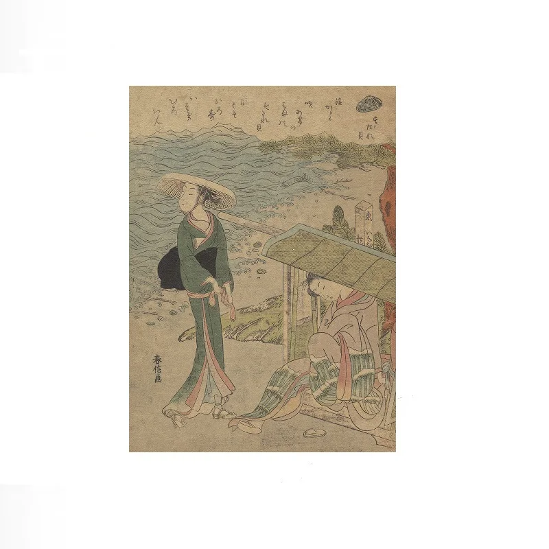 The Curtain Clam Suzuki Harunobu Japanese, Art Print Canvas Poster, Living Room Decor, Home Wall Picture