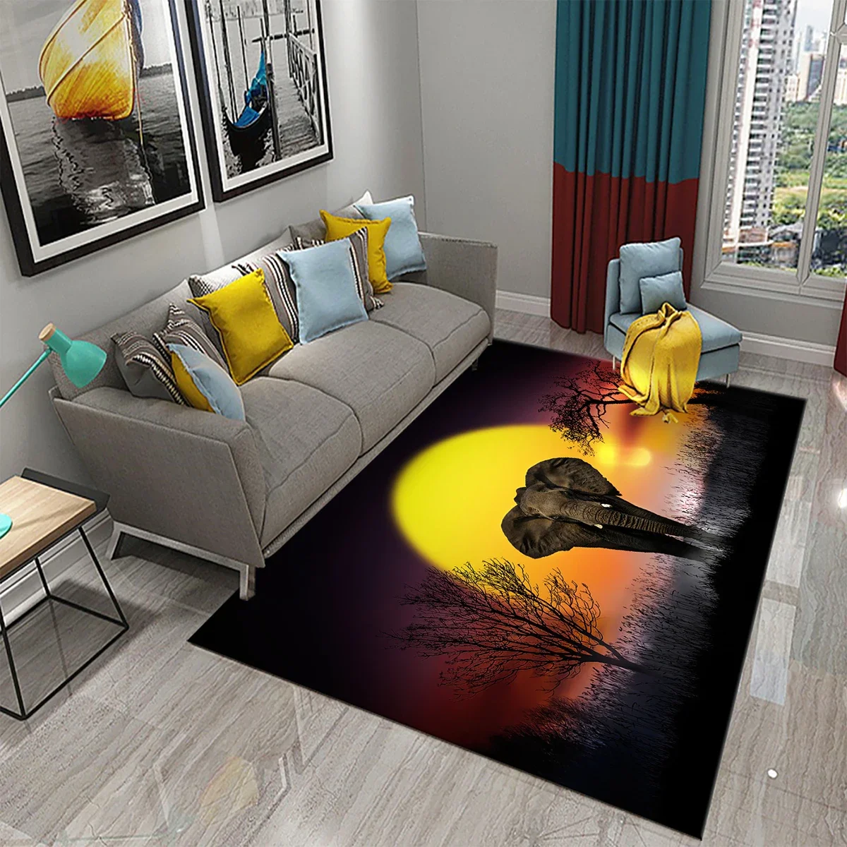 3D Fantasy Elephant Carpet Magic Animal Rugs for Home Bedroom Living Room  Decor Floor Area Mats Bathroom Kitchen Non-slip Rugs