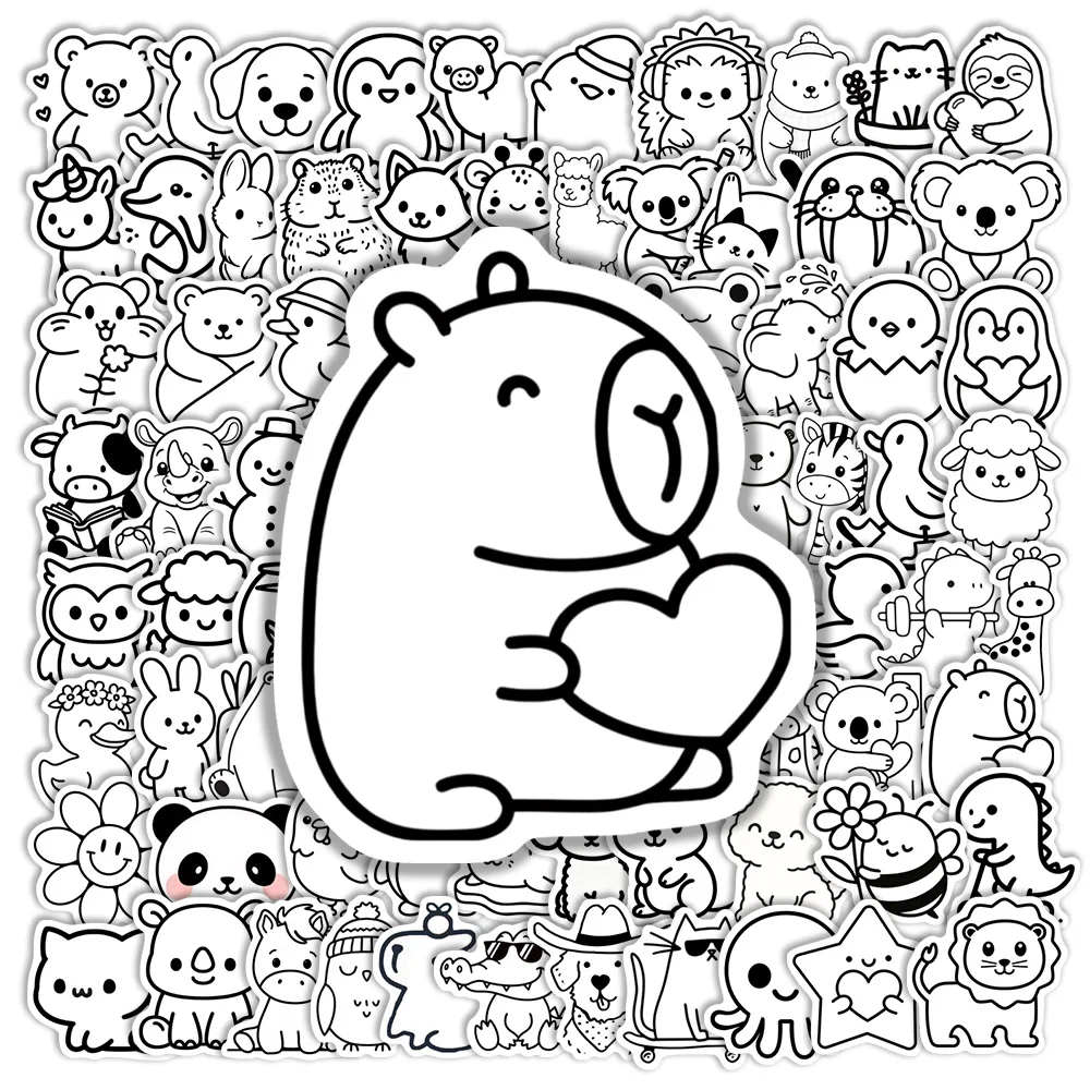 Niedliche Tier-Zeichnungs-Aufkleber Wasserfeste Vinyl-Sticker Kinder-DIY-Spielzeug Geschenk für Scrapbook Tagebuch Junk Journals Laptop Handy Gepäck