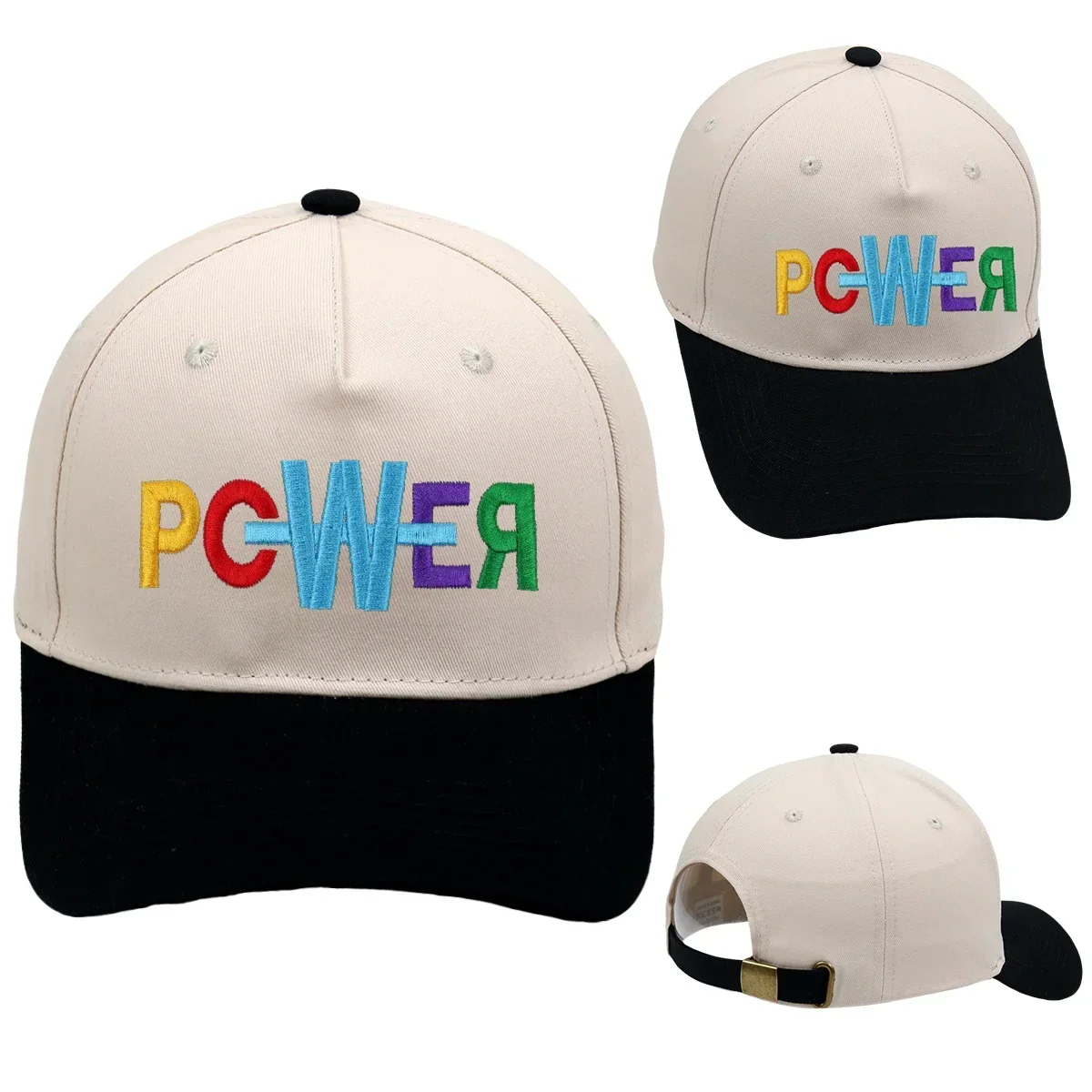 POWER Trucker Hat Embroidery GD Baseball Cap Men  High Quality Retro Double Color Woman Cap Adjustable Buckle Unisex