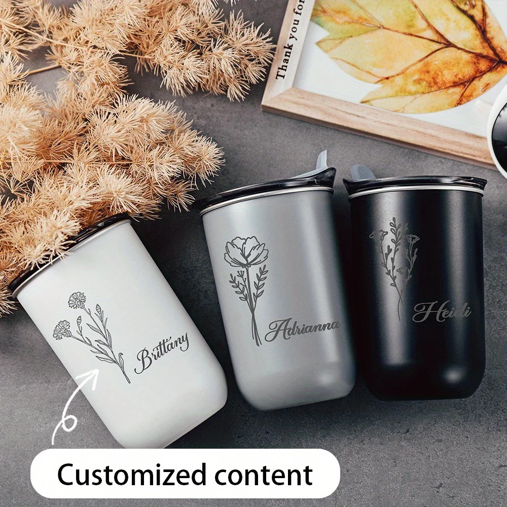 Individuell gestaltbarer 300ml Edelstahl-Milchbecher, doppelwandiger isolierter Kaffeebecher, isolierter Wasserbecher, ideal als Weihnachtsgeschenk.
