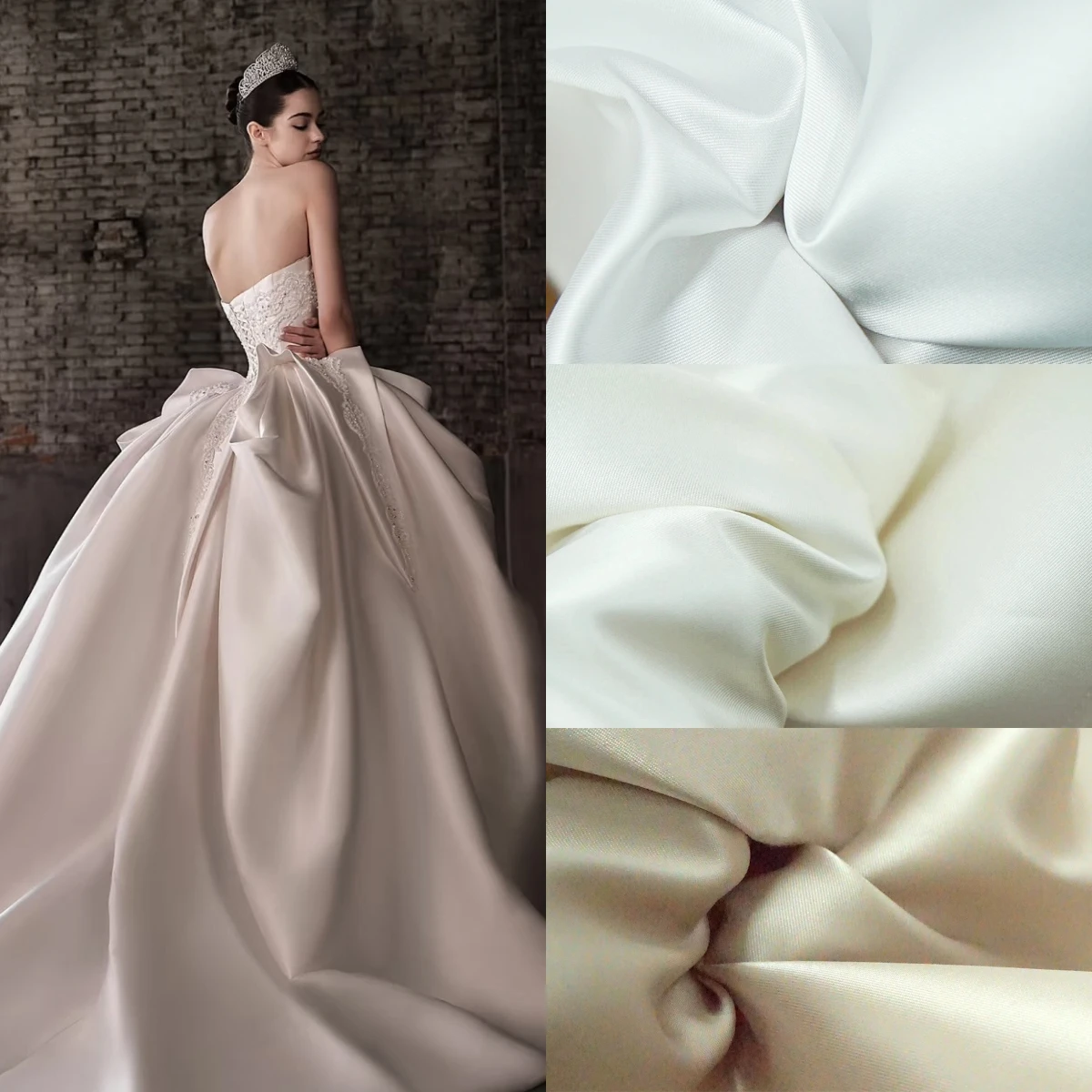 

White Ivory Heavyweight Stiff Mikado Twill Satin Fabric Sold by Yard for Wedding Dresses Suits DIY Sewing High-end Tailoring