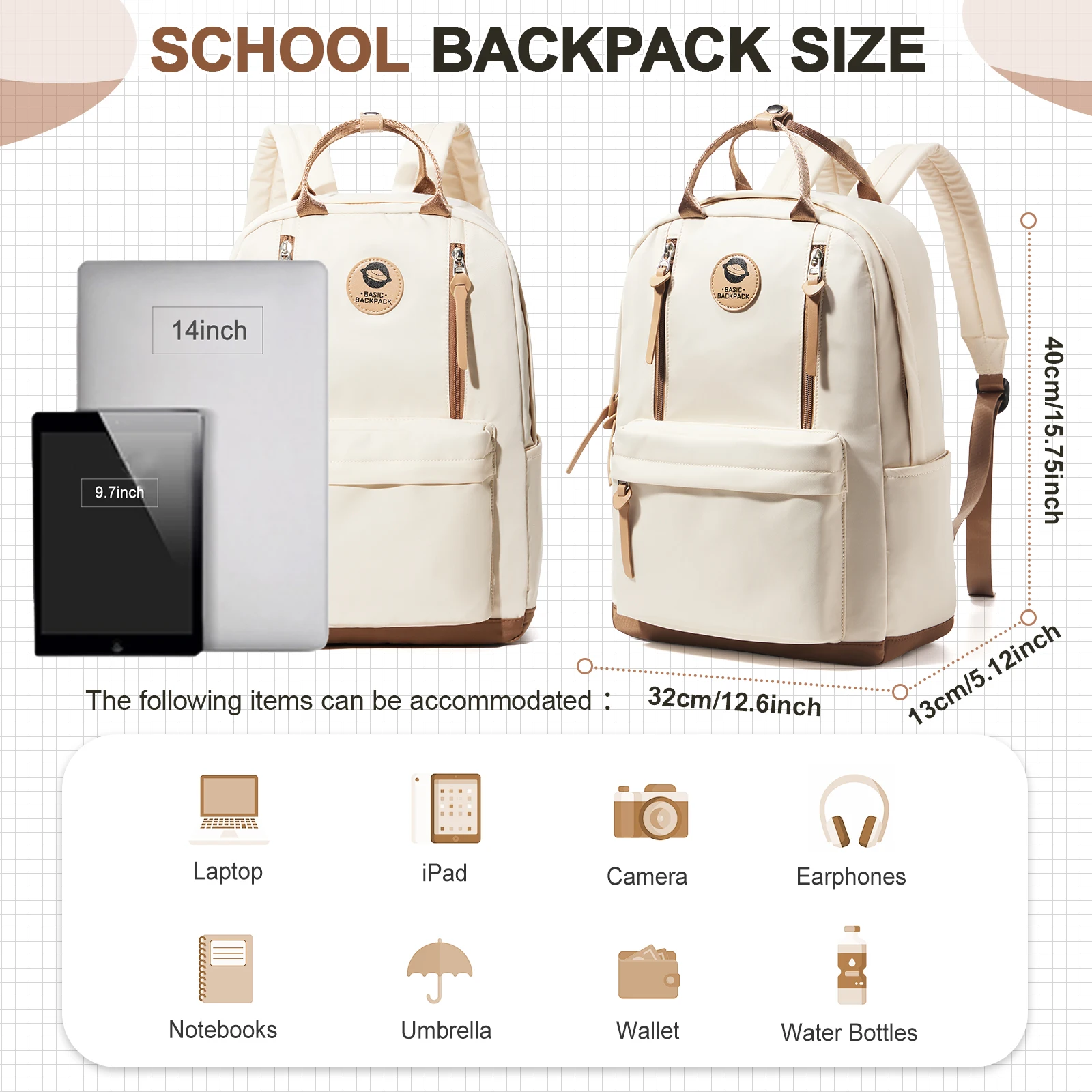 Modern Simple Backpack for Women Work Large Capacity Shoulder Bags College Girl Travel Backpack Youth Waterproof School Backpack