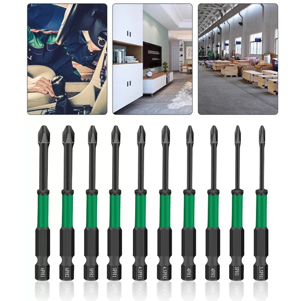 10 ピース黒磁気ドライバービットセット 75 ミリメートル PH1 PH2 クロスハンドツールドライバーナットドライバー在庫卸売