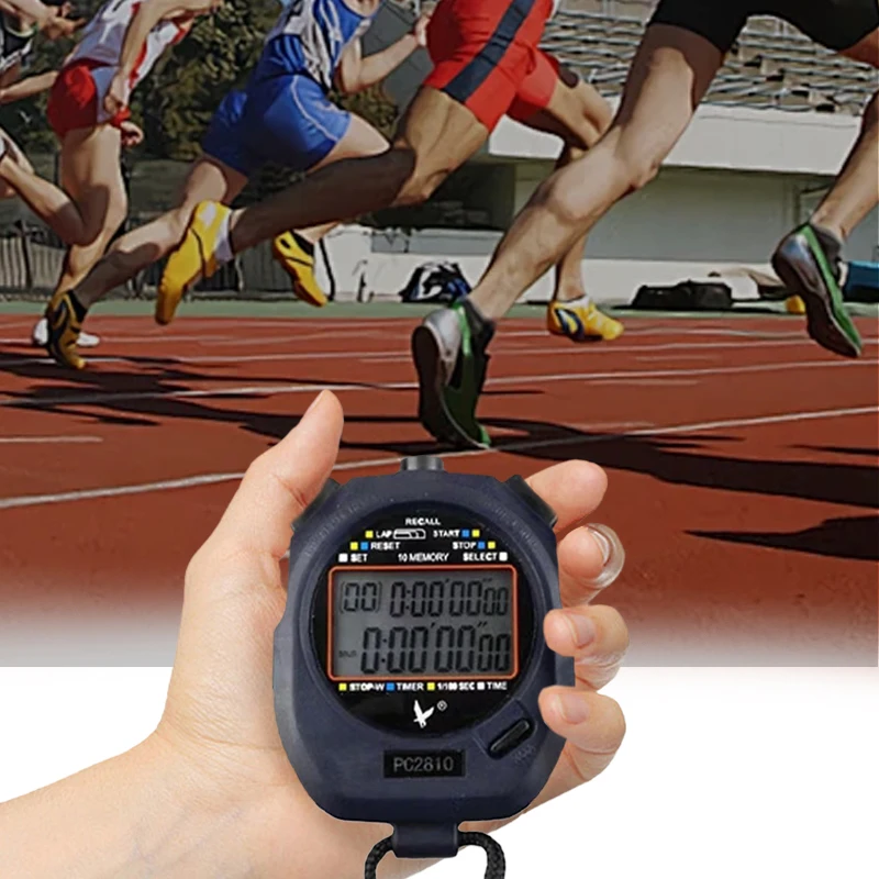 Professional Handheld Digital Stopwatch Sports Chronograph Counter 10/30/60 Tracks Luminous Stopwatch Outdoor Training Timer