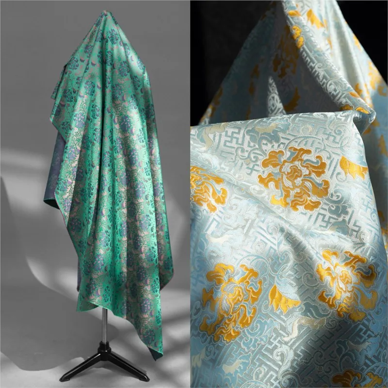 

Жаккардовая ткань с имитацией китайского стиля, с золотым и цветным декором, для дизайнеров модной одежды в стиле Хань.