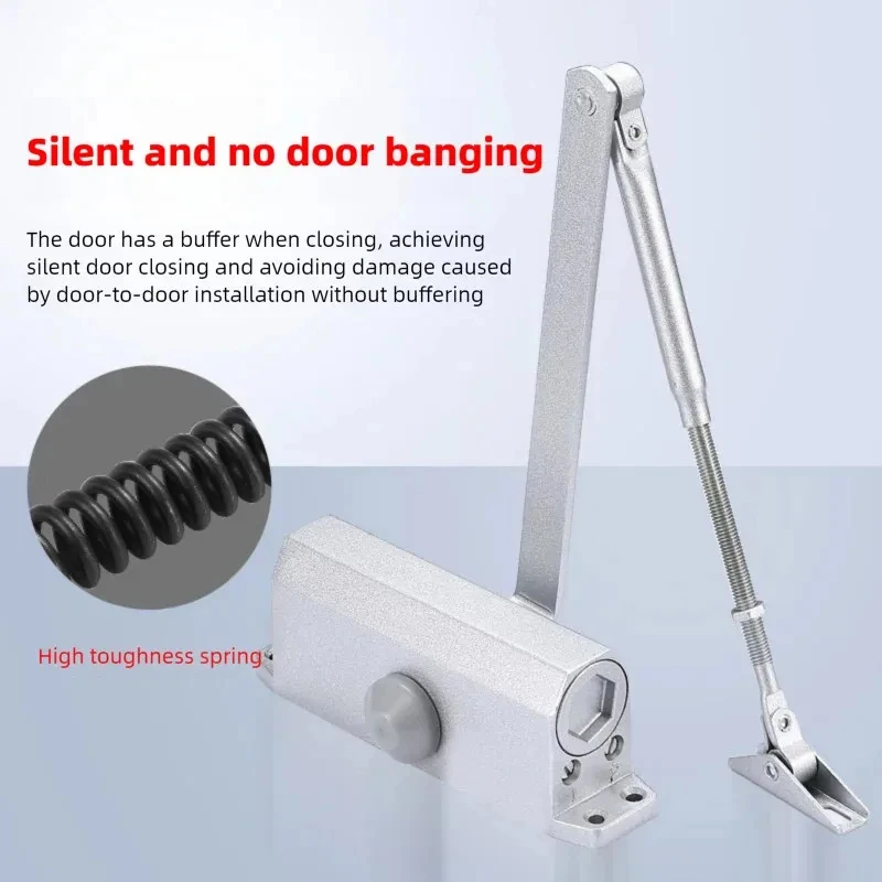 Premium 1PCS 45-60KG Automatic Door Closer, Hydraulic Adjustable Speed Positioning Door Stop, Protective Holder Hardware for Hea