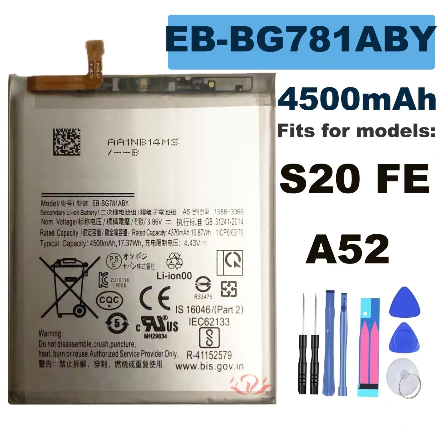 For Samsung Galaxy S20FE A52 EB-BG781ABY SM-A5260 Original Battery,Mobile Phone Battery Replacement,Repair Parts,Free Tools