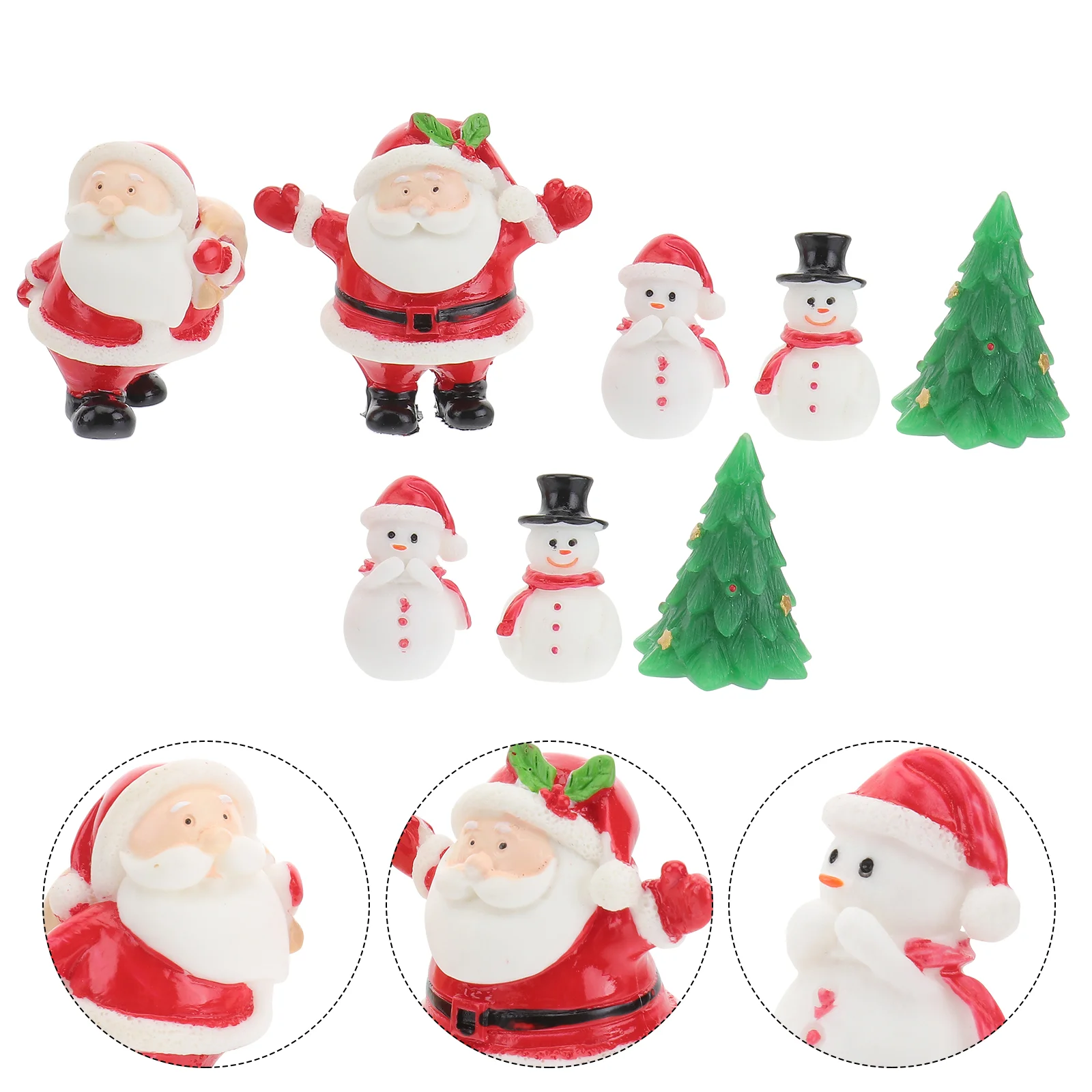 8 Pcs Miniature Elder Snow Globe Ornament Christmas Village House Accessory Desktop Adornment