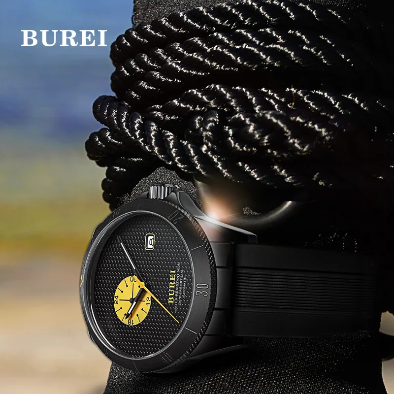 キャブレター-男性用自動機械式ダイバー時計、黄色の槌で打たれたゴムバンド、ヴィンテージサファイア、42mm、500m、新しい