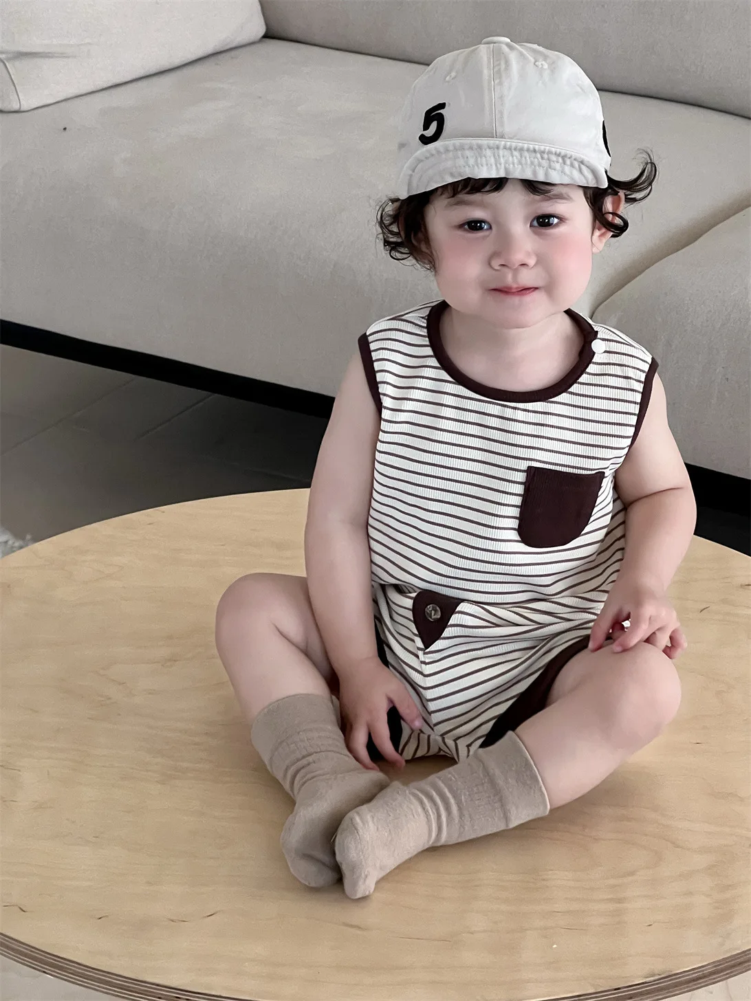 

2025 Summer New Baby Sleeveless Clothes Set Infant Boys Thin Striped Vest + Shorts 2pcs Suit Toddler Cotton Casual Outfits