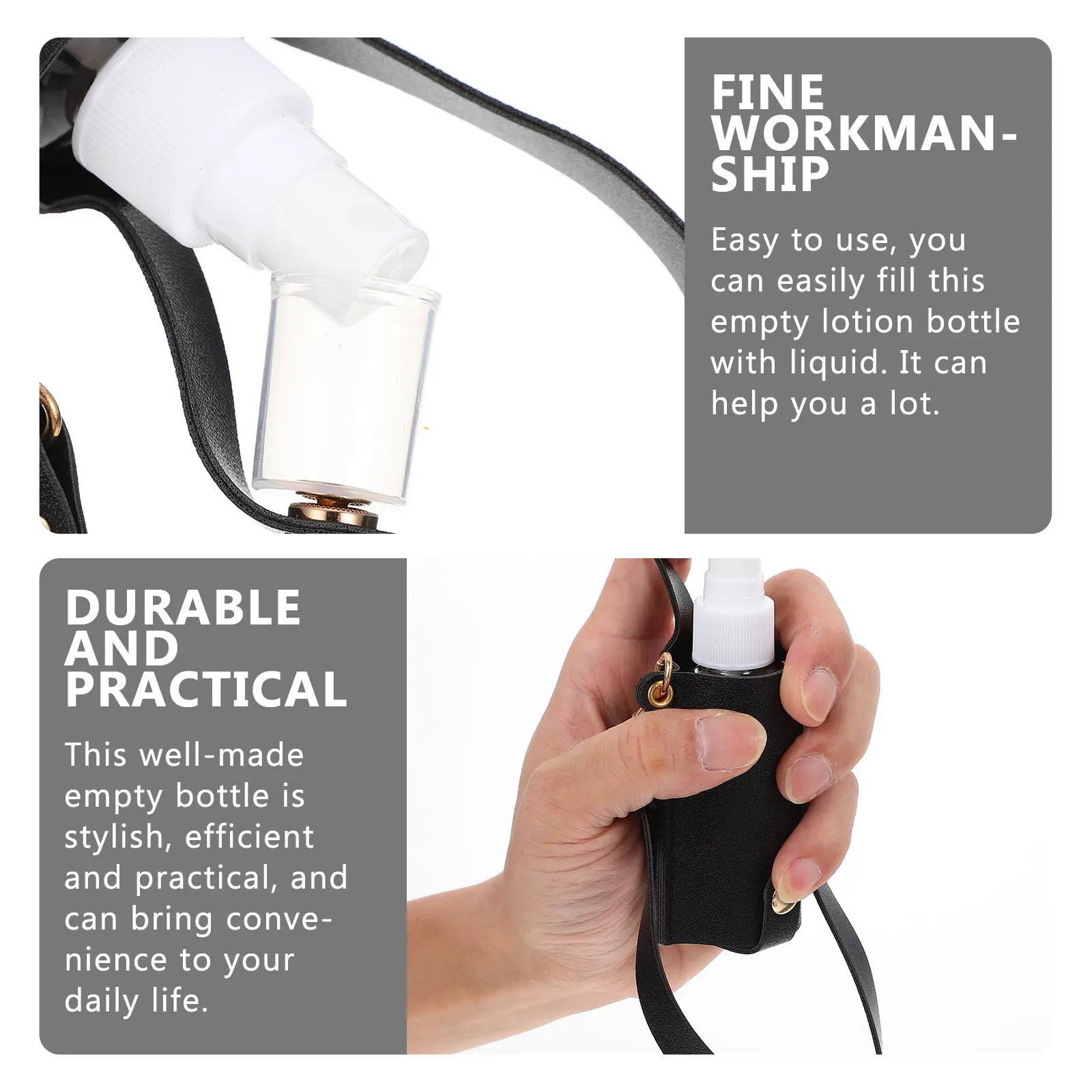 Practical Empty Travel Bottle PU Case Spray Bottle Easy to Store and Use Hanging Leakproof Design Hand Holder for Backpack