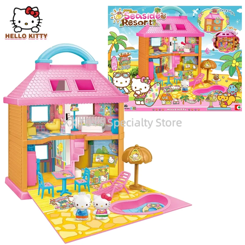 

Hello Kitty Seaside Resort House Playset Seaside Vacation Villa Lightable House Girls Play House Toys Birthday Gifts Set