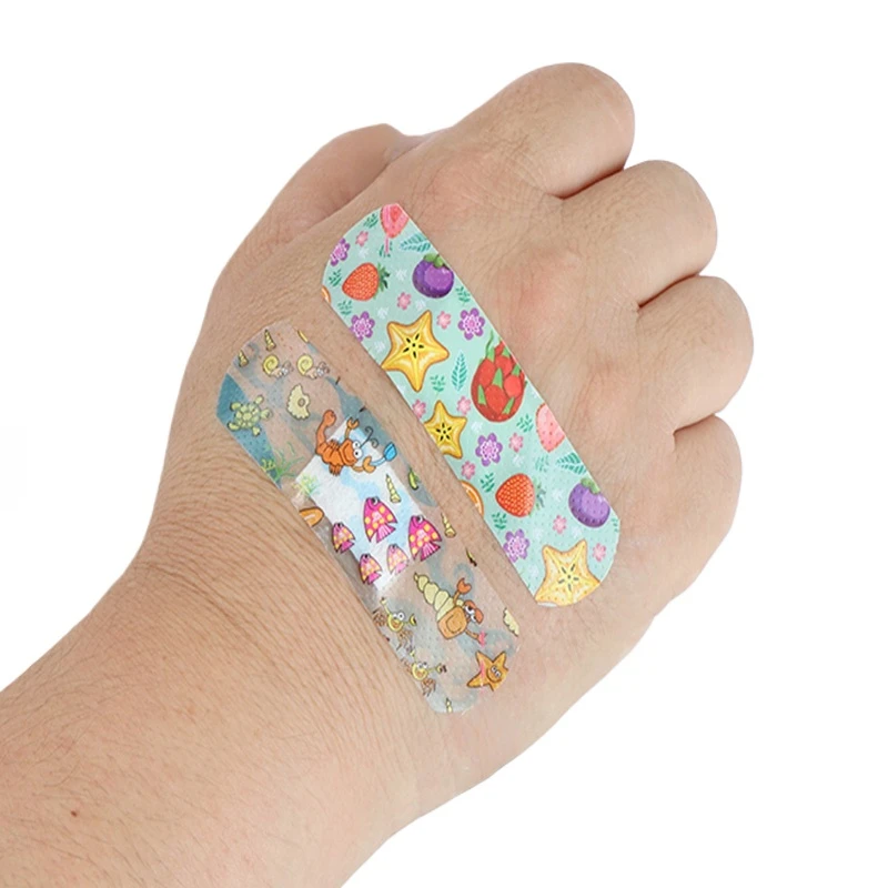 100pcs/set Cartoon Band Aid Plaster Marine Organism Fish Pattern Skin Patch Adhesive Bandage for Children Kids Adhesive Bandages