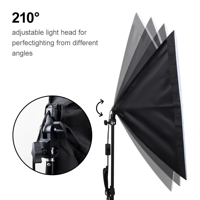 2pcs Photography Softbox Lighting Kit,3 Colors Adjustable 85w Led Bulb With Remote And 2m Stand,Studio Softboxes For Shooting