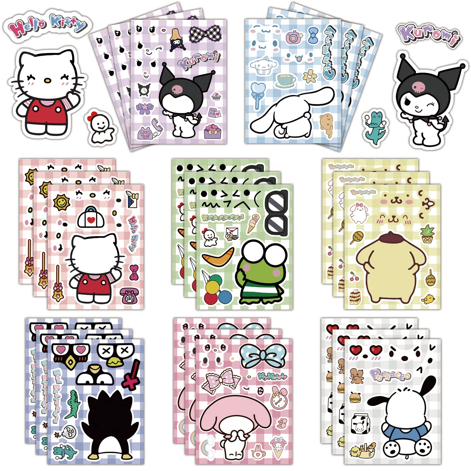 

8pcs Sanrio Cute Kulomi Hello Kitty Cartoon Melody Puzzle Stickers Diy Hand Account Decoration Waterproof Stickers Toys Gift