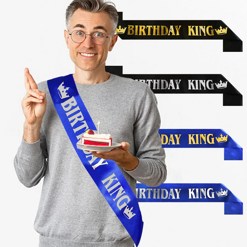 Gold-Schwarze Geburtstagskönig-Schärpe für Männer, Jungen, Mädchen, Happy 16, 18, 20, 30, 40, 50, 60 Geburtstagsfeier-Dekoration und Zubehör – Detail 4