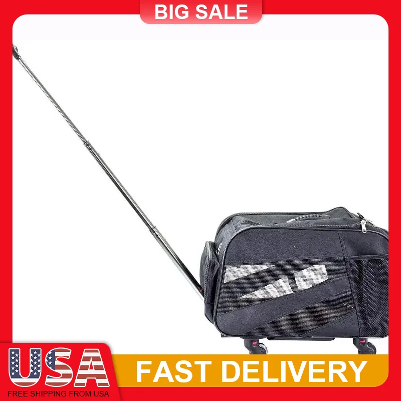 

Pet Carrier with Wheels Collapsible Travel Bag for Dogs Cats Airline Approved Soft Sided Rolling Cart Removable Bedding