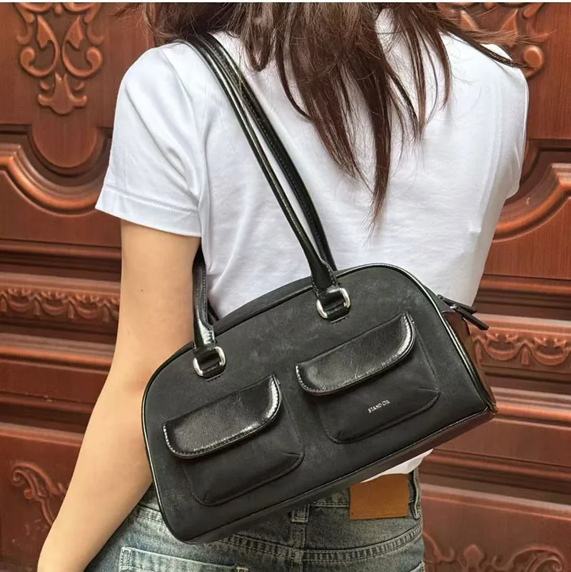 

SO New Bowling Bag Unique Boston Bag Fashion Shoulder Handbag Women 2025 Trendy Crossbody Underarm Chain Bucket Tote Work Bag
