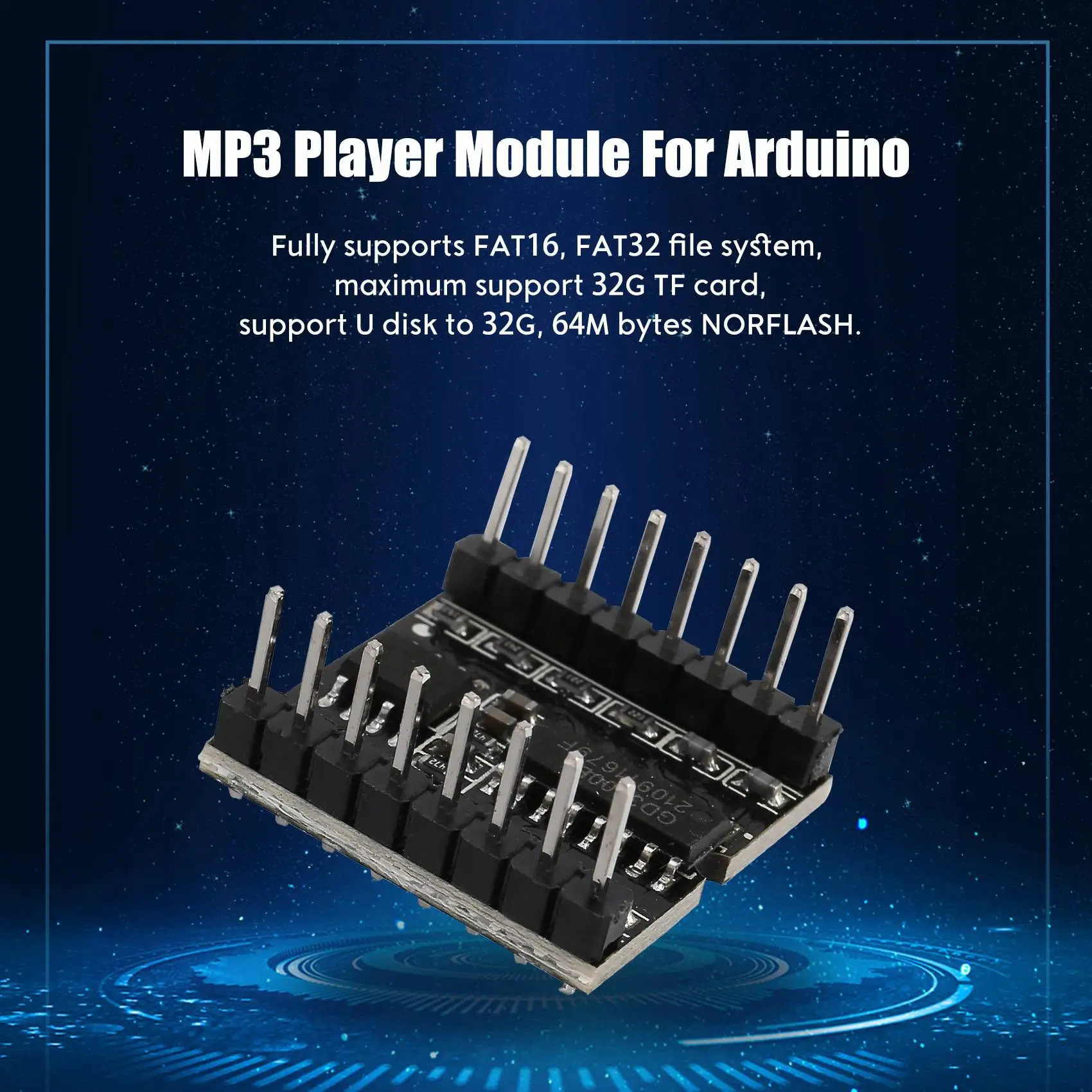 DFPlayer-Módulo Mini MP3 Player para Arduino, Preto