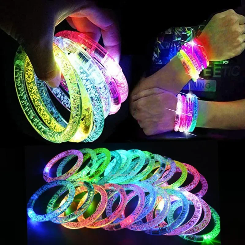 50pcs Luminous Bracelet Wristband LED Flashing Wrist Glow Bangle Gift Neon Party Birthday Halloween Christmas Festival