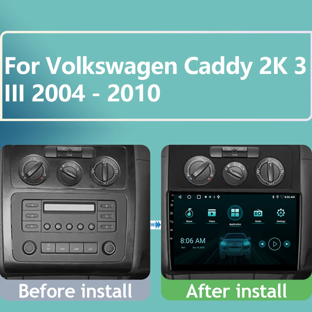 For Volkswagen Caddy 2K 3 III 2004 - 2010 Carplay Car Radio Multimedia Video Player Navigation GPS Android IPS No 2din 2 din dvd