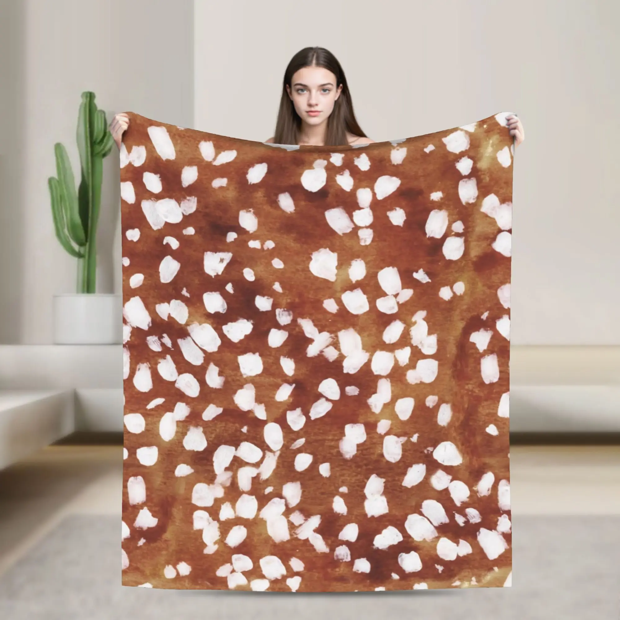Novelty Design Brown Base Light Antelope Spot Blanket Ultra-Soft Fleece  Cozy Throw Blankets Machine Washable