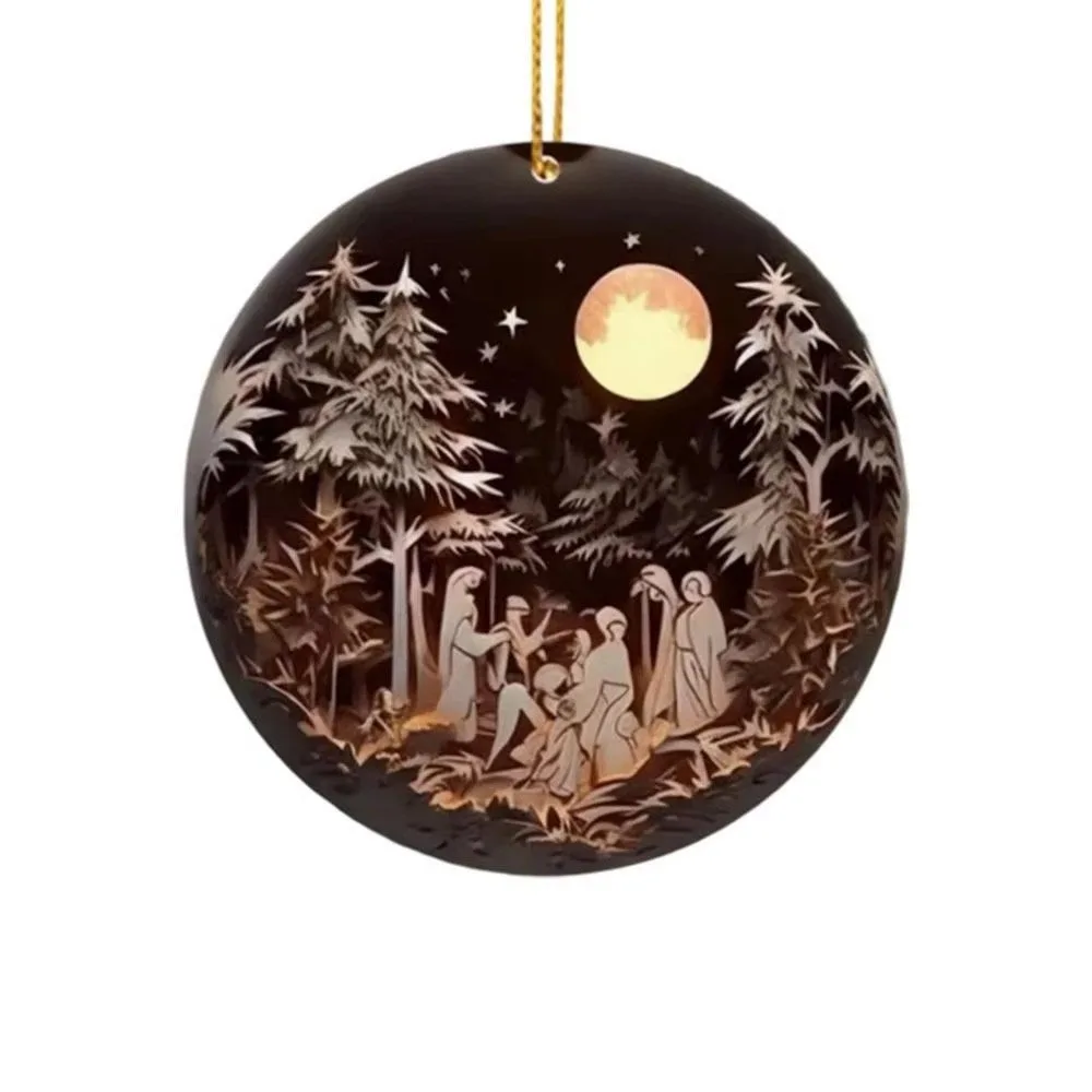 

Acrylic Painted Nativity Pendant DIY Personalized Design Christmas Pendant Hangable Christmas Tree Ornaments