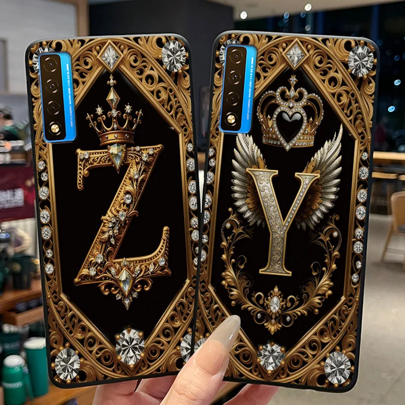 Funda de teléfono para TCL 20 5G/TCL 20S/TCL 20L/TCL 20L+, Funda trasera de silicona negra suave, letras iniciales, carcasa protectora de moda