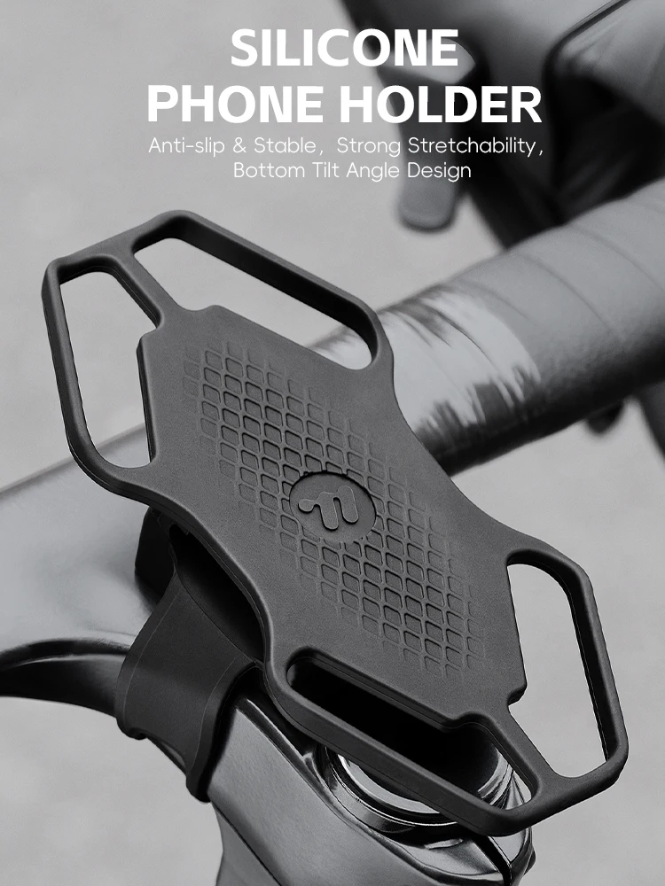 AliExpress West Biking WEST BIKING Silicone Bike Phone Holder Anti-Slip Shockproof for 4.5-6.7" Phones Quick Install with 4-Sided Buckle Phone Bracket