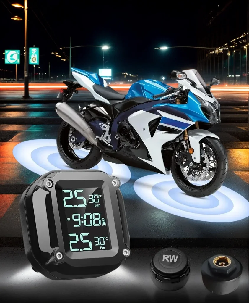 

M5 Motorcycle Tire Pressure Monitor – Wireless Digital Display, External Tire Pressure Detector for Motorcycles