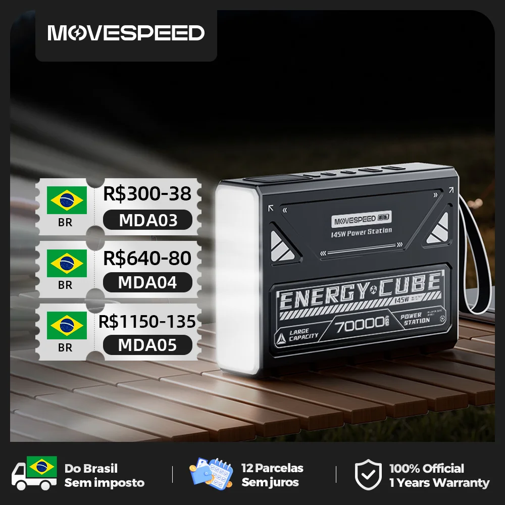 Movespeed z70pro power bank 70000mah 140w pd estação de energia de bateria externa de carga rápida com lanterna para laptop acampamento ao ar livre