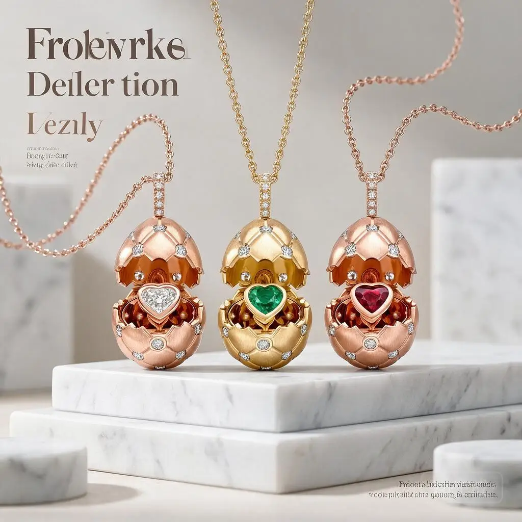 Ins LuxuryVintage Faberge Style Easter Egg Pendant Necklace Rhinestone Inlaid Openable Heart Locket For Women Green White Red