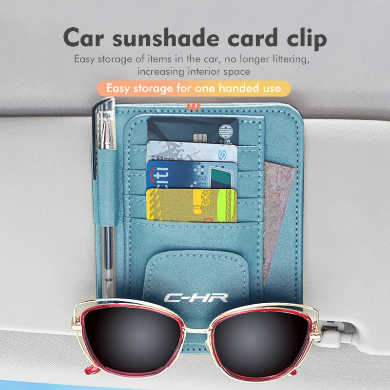 Car Sun Visor Storage Sun Glasses Holder Organizer Accessorie For Toyota C-HR CHR Logo 2016 2017 2018 2019 2021 2022 Fortuner