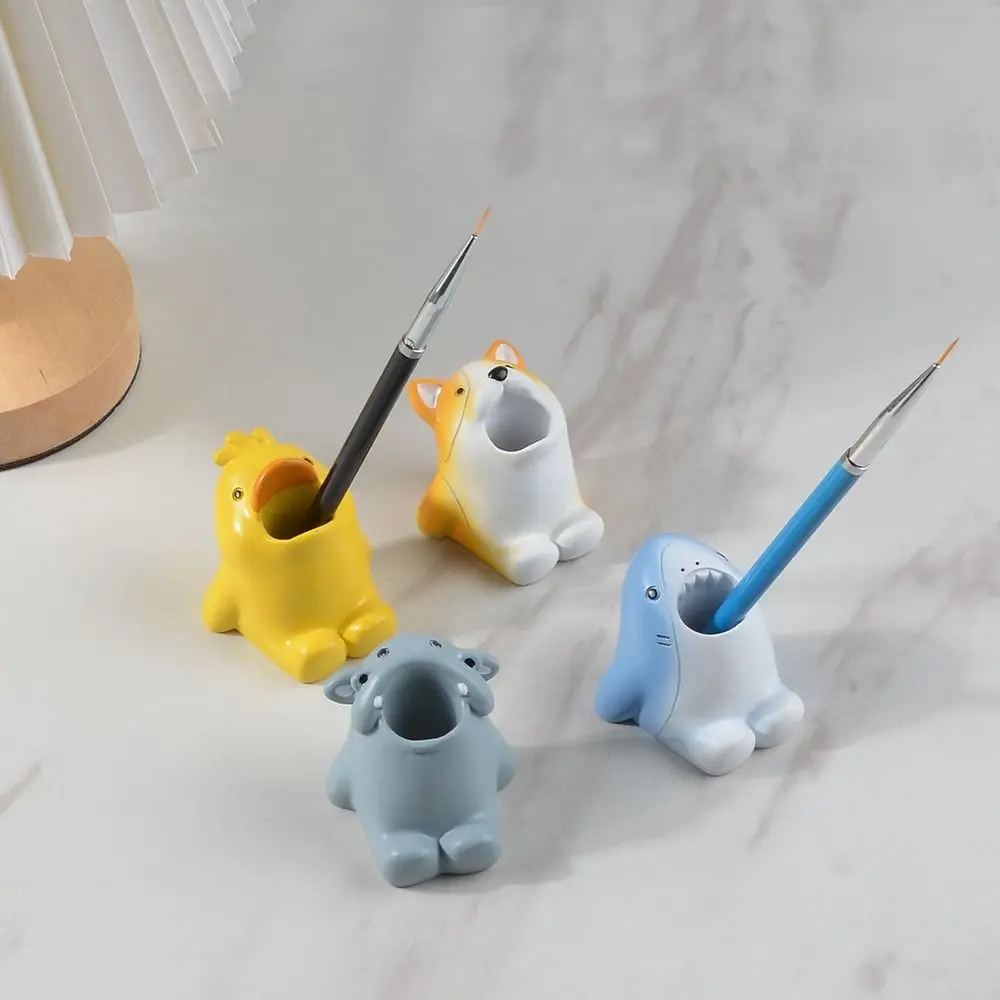 Creative Corgi Animals Pen Container Shark Waterproof Pen Pencil Holder Duck Antiskid Toothbrush Holder Desk Organization