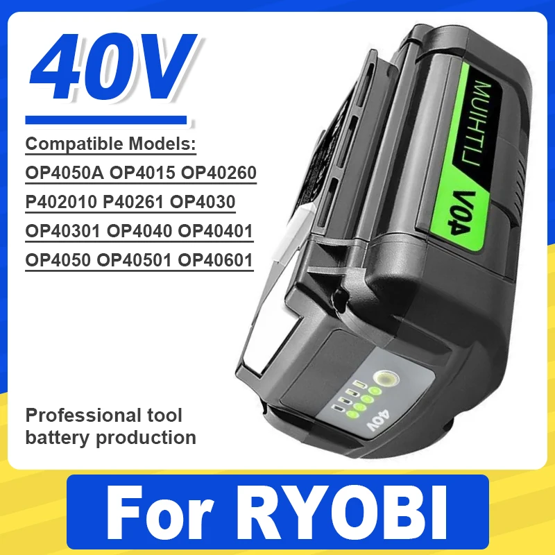 New High Power Lithium Battery 40V 6.0Ah, For Ryobi RY40200 OP4050 OP4026, RY40430 Tool Battery, Ryobi Lawn Mower